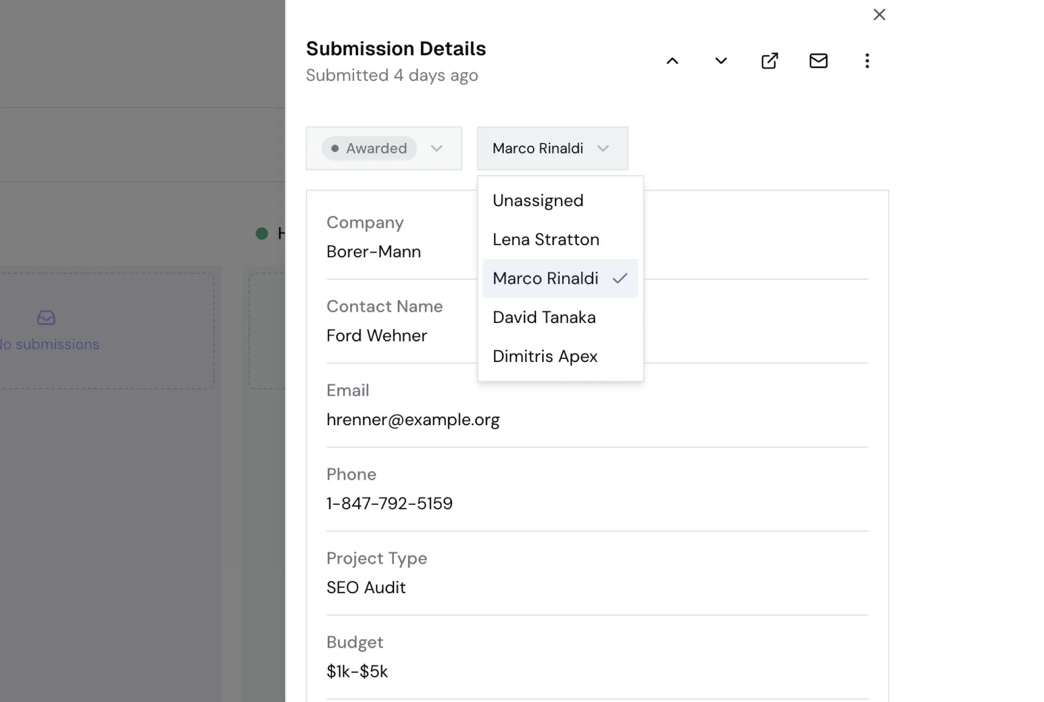 Team assignment interface with member avatars